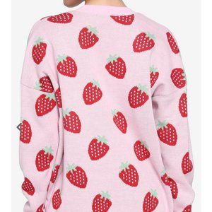 Brand New Without Tags Hot Topic Pastel Baby pink strawberry print cardigan